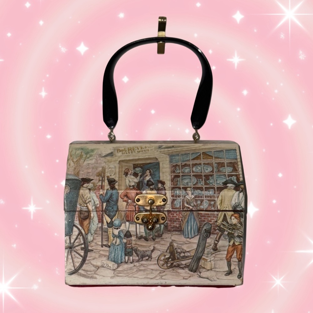 Vintage Anton Pieck Decoupage Wooden Box Purse